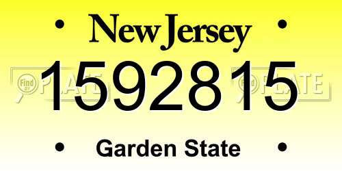 1592815 New Jersey License Plate