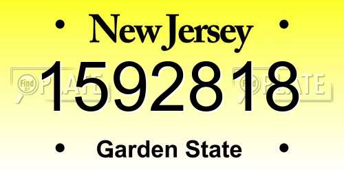 1592818 New Jersey License Plate