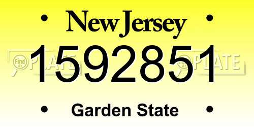 1592851 New Jersey License Plate