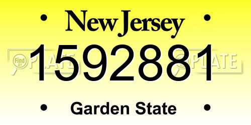 1592881 New Jersey License Plate