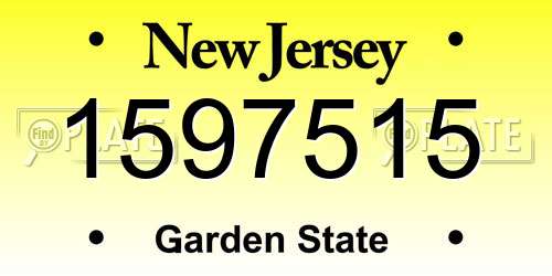 1597515 New Jersey License Plate