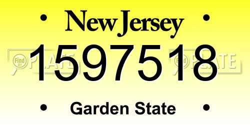 1597518 New Jersey License Plate
