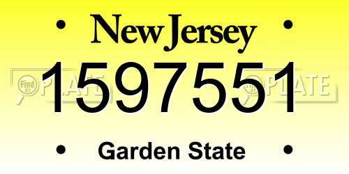 1597551 New Jersey License Plate