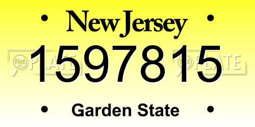 1597815 New Jersey License Plate