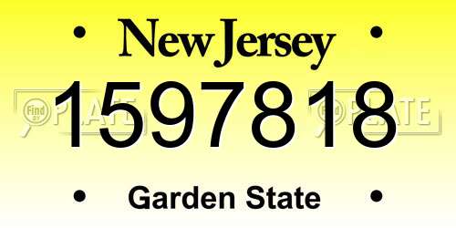 1597818 New Jersey License Plate