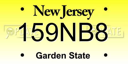 159NB8 New Jersey License Plate
