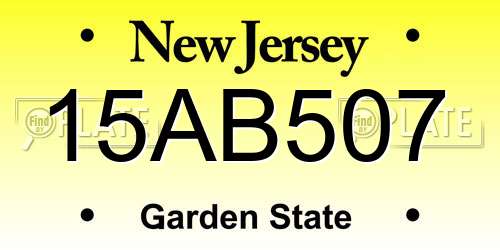 15AB507 New Jersey License Plate