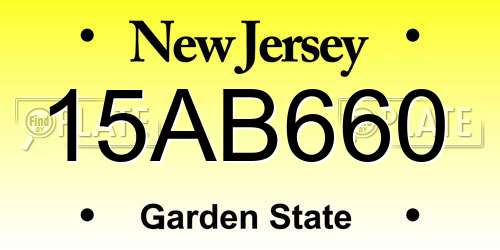 15AB660 New Jersey License Plate