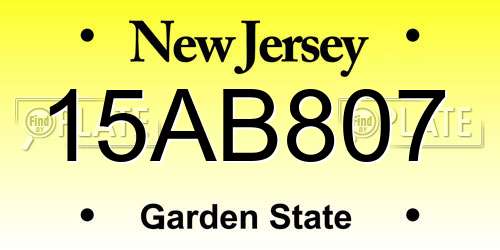15AB807 New Jersey License Plate