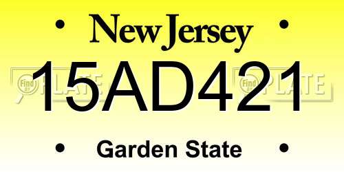 15AD421 New Jersey License Plate