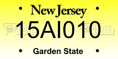 15AI010 New Jersey License Plate