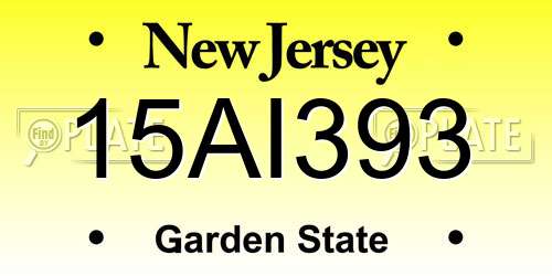 15AI393 New Jersey License Plate