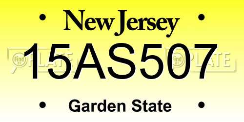 15AS507 New Jersey License Plate