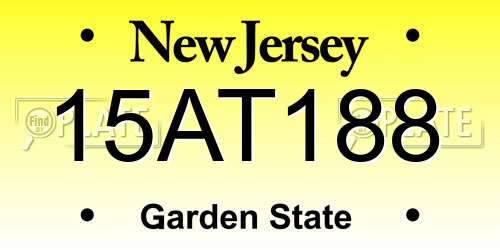 15AT188 New Jersey License Plate
