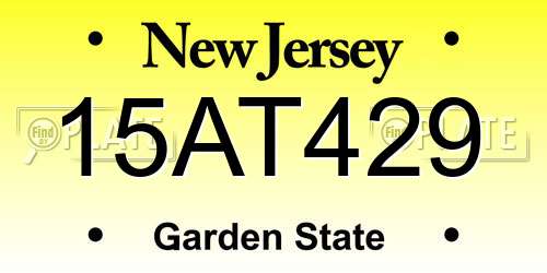 15AT429 New Jersey License Plate