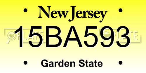 15BA593 New Jersey License Plate