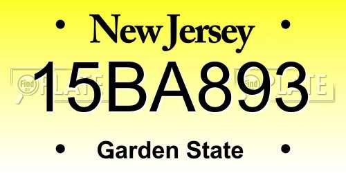 15BA893 New Jersey License Plate