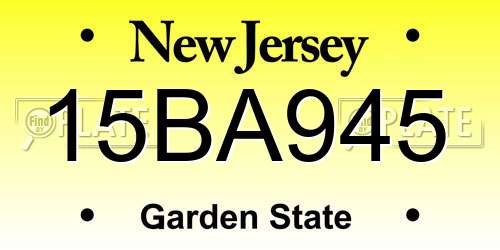 15BA945 New Jersey License Plate