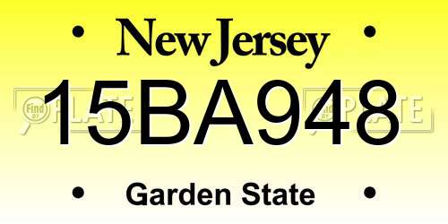 15BA948 New Jersey License Plate