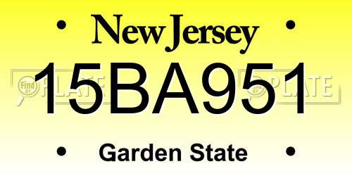 15BA951 New Jersey License Plate