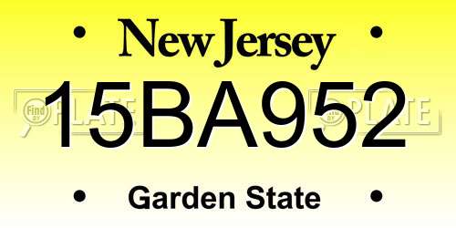 15BA952 New Jersey License Plate