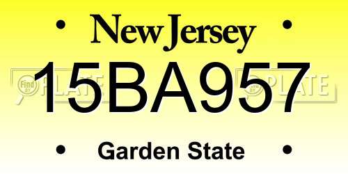 15BA957 New Jersey License Plate