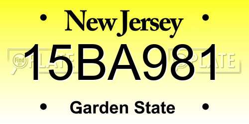 15BA981 New Jersey License Plate