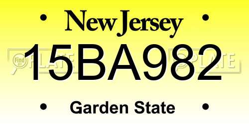 15BA982 New Jersey License Plate