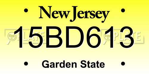 15BD613 New Jersey License Plate