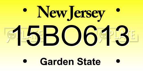 15BO613 New Jersey License Plate