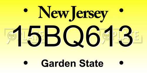 15BQ613 New Jersey License Plate