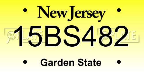 15BS482 New Jersey License Plate