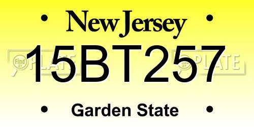 15BT257 New Jersey License Plate