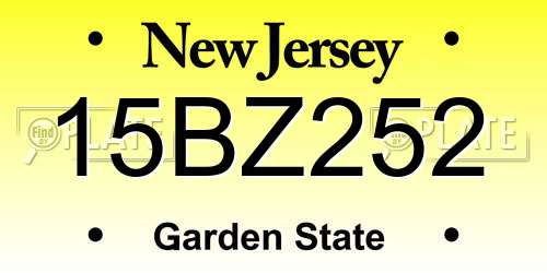 15BZ252 New Jersey License Plate