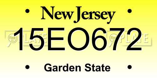 15EO672 New Jersey License Plate