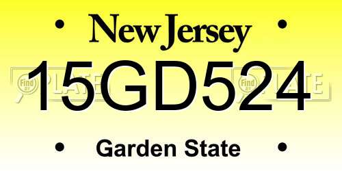 15GD524 New Jersey License Plate