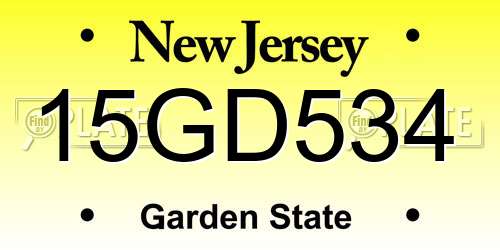 15GD534 New Jersey License Plate