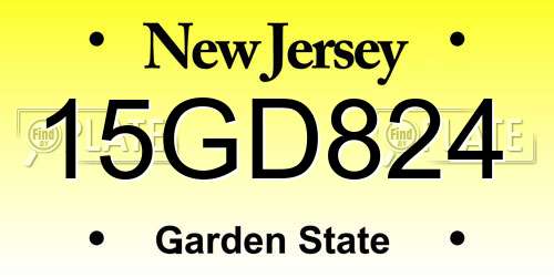 15GD824 New Jersey License Plate