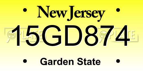 15GD874 New Jersey License Plate