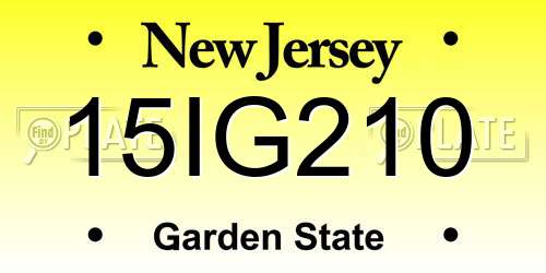 15IG210 New Jersey License Plate