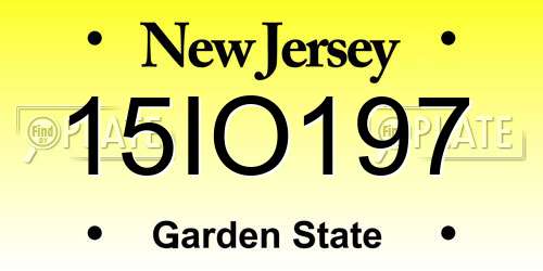 15IO197 New Jersey License Plate