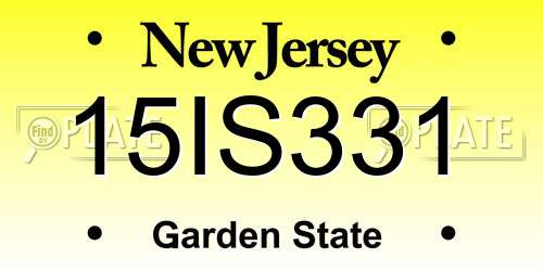 15IS331 New Jersey License Plate