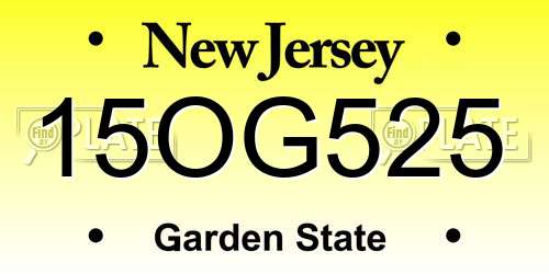 15OG525 New Jersey License Plate