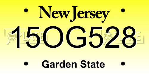 15OG528 New Jersey License Plate