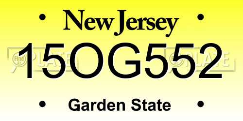 15OG552 New Jersey License Plate