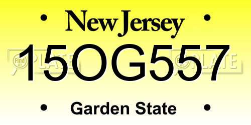 15OG557 New Jersey License Plate