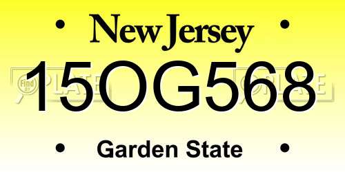 15OG568 New Jersey License Plate