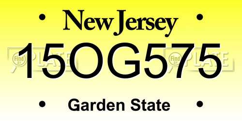 15OG575 New Jersey License Plate