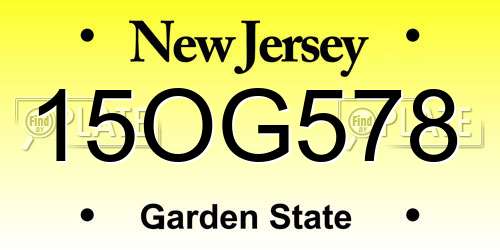 15OG578 New Jersey License Plate