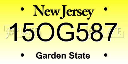 15OG587 New Jersey License Plate